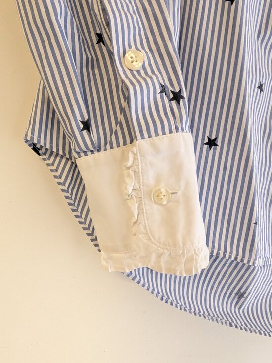 Kate Spade Broome Street Trinkle Star Stripe Button Down blouse Size XS - Picture 6 of 14